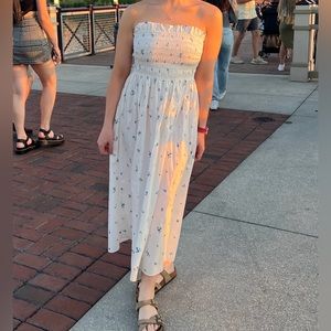 White Floral Midi Dress